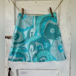 THE LIMITED, A-LINE SKIRT WITH LARGE, STYLIZED FLOWERS & SWIRLING SHAPES.SIZE 2